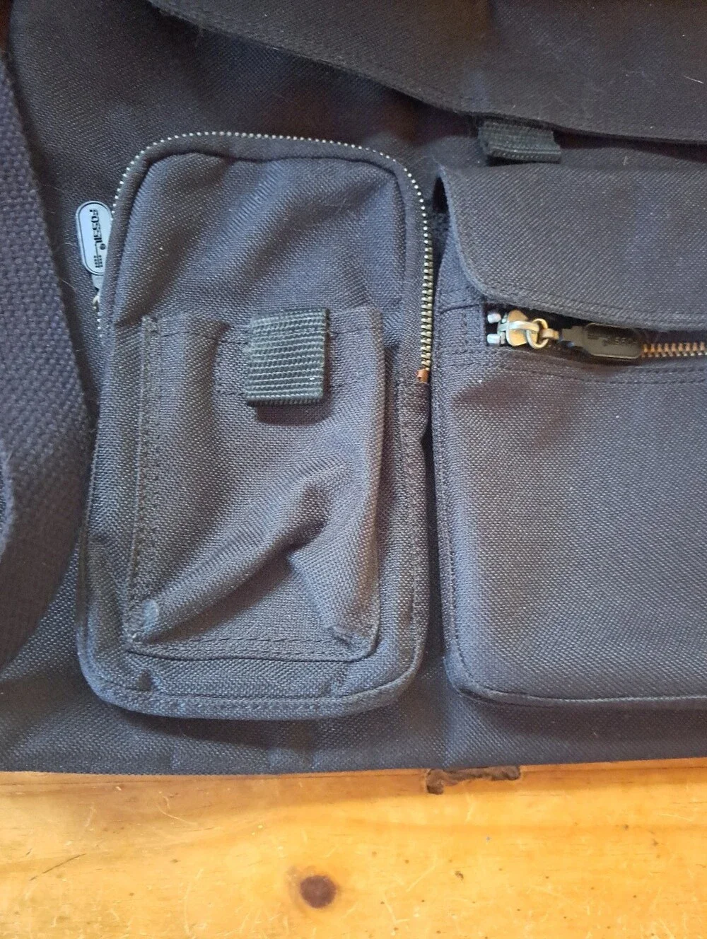 Fossil Messenger Crossbody Laptop Bag Black Multi-Pocket Utility Organizer